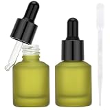Segbeauty スポイトボトル オリーブ色 15ml 2本入り アロマオイル保存容器 遮光瓶 オイルボトル ガラスボトル エッセンシャルオイル 精油小分け マッサージ フレグランス アロマテラピー 家庭 出張旅行用品(オリーブ色 15ml)
