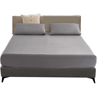 ☆ Treeflyheart ボックスシーツ セミファミリー グレー 吸水速乾 吸水速乾 ワッフル ベッドシーツ ボックスシーツ セミシングル 80×195