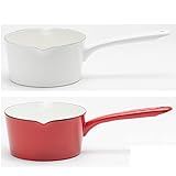 yutaka.ホーローミルクパン 15cm・両口タイプ・RD【IH対応・電磁調理器対応・IHクッキングヒーター対応】 (RD・レッド)