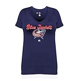 NHLコロンバス・ブルージャケッツ半袖VネックTシャツ、4 x、ネイビー