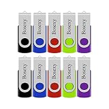 Bosexy USB フラッシュドライブ 32GB 10点パック USBメモリ 回転式 セット販売 メモリスティック ペンドライブ LEDインジケーター付き ミックスカラー ブラック/ブルー/レッド/グリーン/パープル (10点)