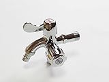 2口 蛇口 横水栓 一文字 取っ手 ワンハンドル シルバー