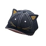 Cutelove 日よけ帽子 ハット キャップ 鳥打ち帽子 子供 男女兼用 紫外線対策 日焼け止め 熱中症予防 お出かけ つば広 野球帽 お耳付き 猫柄 カウボーイ帽 可愛い帽子