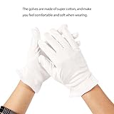 AOLVO 10パリホワイトコットン手袋、ソフト軽量の乾燥手作業手袋Cosmeticジュエリー研磨Hand Spaコインモイスチャライジング