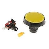 Perfk LEDスイッチ　ゲーム機　アーケード　プッシュボタン　32mm　ラウンド　DC12V　全5色選択　 - 黄