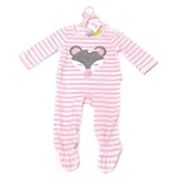 (マッドパイ)Mud Pie ベビー ねずみモチーフボーダーロンパース/ワンピース Mouse Footed One Piece 123A002-06 ピンク/ホワイト 0-6M(0～6ヶ月) [並行