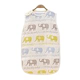 Petit Bella オールシーズン ６重ガーゼスリーパー パジャマ 100%コットン 綿 通気 新生児 赤ちゃん ベビー 子供 ボタン開閉式 プレゼント 出産祝い (L, 象さん)