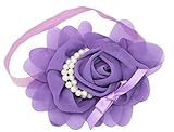 C-Princess ベビーコスチューム ヘアバンド ヘッドバンド 髪飾り 髪留め カチューシャ お花 ビーズ付き キッズ 赤ちゃん 女の子 フォーマル ドレスにぴったり パープル