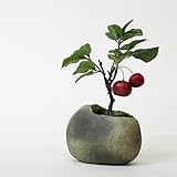 A plus floral art インテリアグリーン 石 盆栽 アレンジ 石粋（セキスイ) ヒメリンゴ 造花 フェイクグリーン 苔 観葉植物 和風 和モダン
