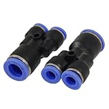 uxcell　ワンタッチ継手 クイックコネクタ継手　12mmー8mm　30 x 21 x 46mmブルー　ブラック　2個入り