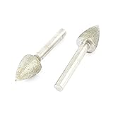 uxcell ダイヤモンドバー ダイヤモンドポイント　実装　メタル製　シルバートーン　 6mm x 14mm 2個入り