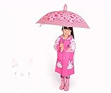 (ヘラサ)Herasa　レインコート　子供　カッパ　ウサギ　女の子　ランドセル対応　ふかふかのバイザー付き　小学生 (L)