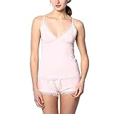 Liebeye ルームウェア　上下セット　女性　レディース　Vネック　セクシー　バックレス　ホームウェア　パジャマ　スーツ　ソフト　ファッション　寝室 ホワイト M