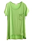 Mullsan Tシャツ 半袖 Vネック シンプル 無地 カットソー シャツ トップス スタイル レディース 春 夏 レディーズ ガールズ ナチュラル きれいめ (grass green) [並行輸入