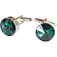 スワロフスキー SWAROVSKI カフス（緑） ラウンド型Mスワロフスキーカフスボタン（カフリンクス）