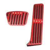 KOKATO 適合トヨタ 新型RAV4 60系 AXAN64 2025年12月～現行 アルミペダル カバー ブレーキペダル 工具不要 専用ロゴ 取付簡単 内装 カスタム アクセサリー 防キズ 防汚れ 滑り止め 2点セット (レッド)