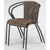 ガーデンチェア スタッキングチェア 北欧テイスト スチール&ラタン風 2脚セット