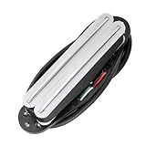 Musiclily Basic HOT RAILS ギターシングルサイズハムバッカーピックアップ STストラトエレキギター用、白いボディ/クロームレール