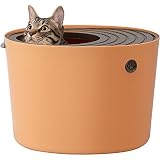 アイリスオーヤマ 猫用トイレ本体 上から猫トイレ (飛び散らない) オレンジ プチ