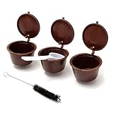 3 Pcakコーヒーカプセル再利用可能なCup Pod withプラスチックスプーンとクリーニングブラシリフィル