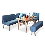 コーナー ソファ ダイニングセット 5点 ブルー LUPUS ルーパス 北欧風 L字 ダイニングテーブルセット 低め 無垢 天然木 木製 リビングダイニングセット 6人掛け 5人掛け ナチュラル おしゃれ かわいい gkw