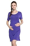 XFentech 新しい レディース 夏 授乳服 ドレス マタニティ 妊娠 ママ 生後 ソリッドカラー ノースリーブ カジュアル ロング ドレス, パープル/L