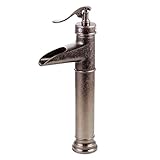 Fuloon Vintage Style Single Control Rustic Bathroom Faucet Antique Copper Finish Bathroom Sink Fauce