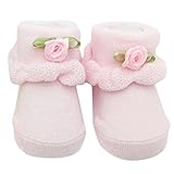 0-6ヶ月の赤ちゃんピンクのロータスリーフトリムソックス