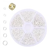 【LEISURE CLUB】丸カン シルバー 直径4mm 5mm 6mm 7mm 8mm 10mm 約850個セット マルカン ジャンプリング 金具 基礎パーツ ジュエリー DIY用 手芸用品 クラフト用品 アクセサリーパーツ ハンドメイド 手作り ブレスレット ピアス イヤリング ネックレス (シルバー, 箱詰め)