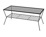 ローテーブル リビングテーブル ガラステーブル 幅90cm センターテーブル 棚付き テーブル スチール