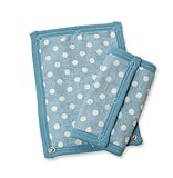 日本製 リバーシブル よだれパッド【Wガーゼ★ナチュラルドット】 (ベビーブルー)