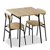 ダイニングテーブル 3点セット 2人用 テーブル チェア2脚 食卓 椅子 70×70cm 木目調 おしゃれ オーク