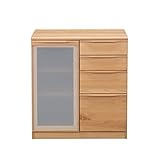 キャビネット 完成品 幅80cm 木製 メープル 扉付き 北欧風 ナチュラル 堀田木工所