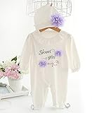 ツーウェイオール カバーオール おそろいの帽子付き 長袖 女の子 50 60 70 80 入園式 卒園式 結婚式 (60, ホワイト)