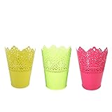 Fenteer 3つ　クラウンレース　プランター　花植物ポット　ホームガーデン　装飾　収納　コーヒーショップ