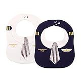 modesoda 2 - Packホワイトとダークブルーパイロットベビー男の子Bibs