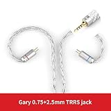TRN T2 16芯リケーブル 2PIN2.5mm銀メッキリケーブル アップグレードケーブル 高音質 音質改善 マニア向 高級交換用ケーブル(ES4 ZSR ZSA AS16 ZST ZS5 ZS6 ZS10/ZS10PRO ES3 BA10 AS10 ZS10PRO ZSN ZSNPRO AS16 AS12 ZSX)/ (TRN V10 V60 V80 IM1) (C04/C10/C16/CA4/C12) /(TFZ King Pro T2 TFZ QUEEN)(YINYOO D2B4 TOPAZ V2 V6 )等に対応　Hifihear (グレー, 2PIN2.5（0.75）)