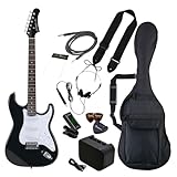 Photogenic フォトジェニック エレキギター 初心者入門 ビギナーセット STタイプ マッチングヘッドブラック ST-180/HBK [ソフトケース/シールド/ミニアンプ/チューナー/ヘッドフォン/ストラップ/ピック/ピックケース/クロス/調整用レンチ付属]