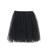 [sweet mimi store] チュチュスカート キッズ ガールズ チュールスカート子供服 女の子 キッズ スカート 可愛い 舞台衣装 卒業式 通園 (140cm, ブラック)