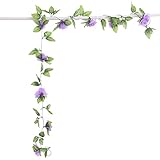 SUND　人工観葉植物　吊り下げ　バラ　花蔓　選べる8色　壁掛け　造花　インテリア　アンティーク 雑貨　壁/柱/天井/屋根　飾り　結婚式　誕生日　発表会　入学式　卒業式　適用　ライトパープル