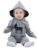 (コ-ランド) Co-land ベビー ロンパース 長袖 スウェット フード付き ベビー服 女の子 男の子 カバーオール ジャンプスーツ 春秋着 グレー 90