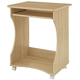 パソコンラック プリンター台 キャスター付 キーボードスライダー 木製 パソコンデスク 幅60cm オーク