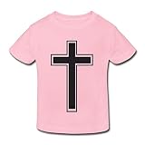 星 ２～６歳子供 半袖 男女兼用 十字架 キリスト教 宗教 神様 オリジナル ティー Tシャツ Pink 5-6 Toddler