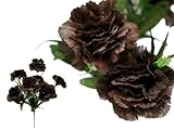 tableclothsfactory 84 Large人工カーネーション花 – 12 bushes – チョコレートブラウン
