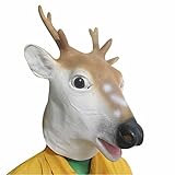 L&S(エル&エス)　マスク　トナカイ　鹿　カリブー　アニマルマスク　かぶりもの　マスク　仮面　動物　お面　忘年会　パーティー　ハロウィン　仮装 (グレー)