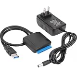 sata usb 変換ケーブル 2.5/3.5 インチ SSD/HDD 対応 変換アダプター SATA3 USB3.0 電源アダプター付き 外付け読取 高速伝送 最大6TB UASP 対応