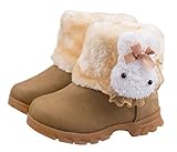Arrowhunt Baby Girls Winter Fur Shoes Kids Rabbit Warm Snow Boots Coffee by Arrowhunt