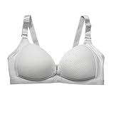 bestjpshop コットン 通気性 グレー ストライプ リムなし 前ボタン 妊娠 授乳 産後 ブラジャー