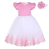 Pettigirl 子供ドレス キッズ ワンピース 花飾り付き フラワーガール パーティー ピアノ 結婚式 入園式 お呼ばれ 子供服 ピンク 115