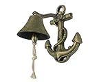 High Quality Rustic Gold Wall Mounted Anchor Hanging Bell 8 - Vintage Cast Iron Decoration - Metal W